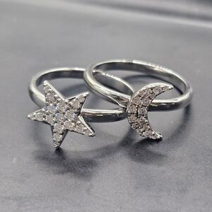 Moissanite Moon and Star Rings